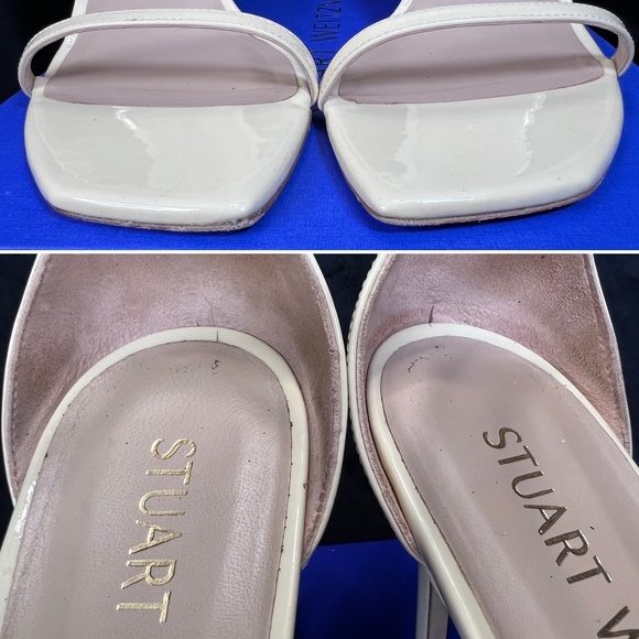 Stuart Weitzman SIZE 11.5 Nudist Curve 100 Sandal leather Vanilla Ankle-Strap - Picture 12 of 16